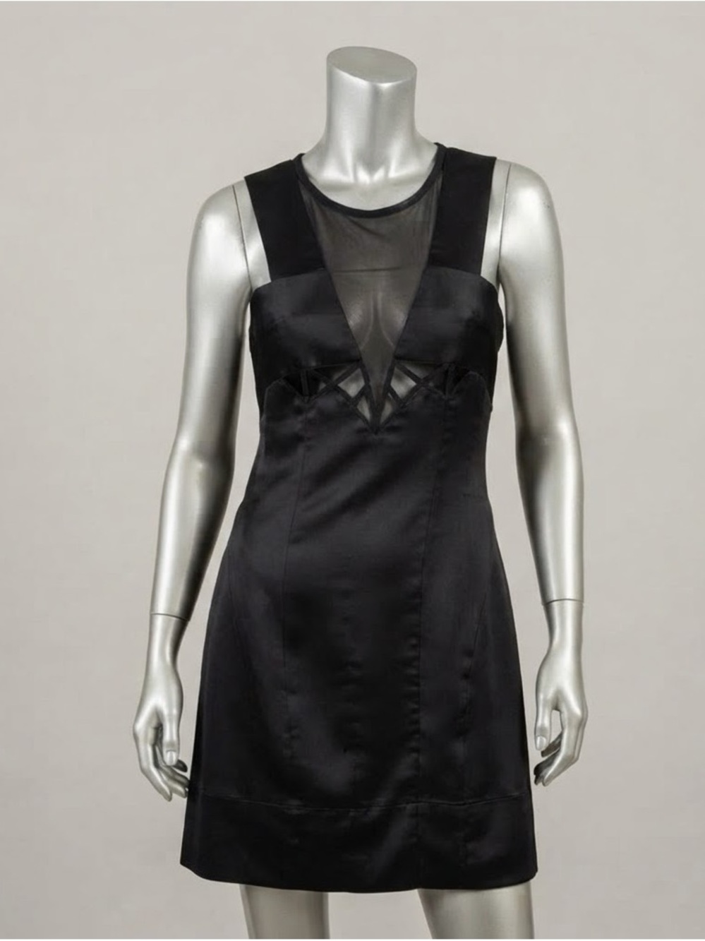 AllSaints Spitalfields Emi Dress US 6 Black Sheer Mesh Cutout Mini Dress
